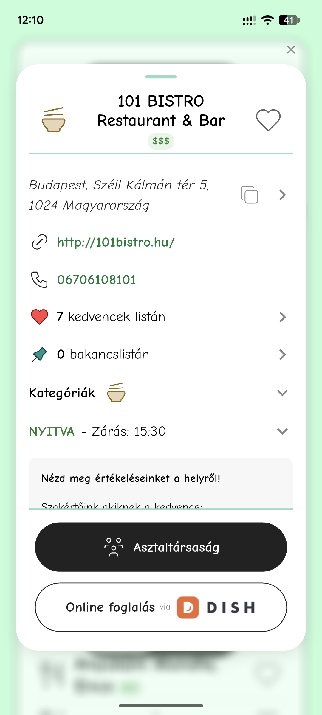 ittszabad étterem részletek